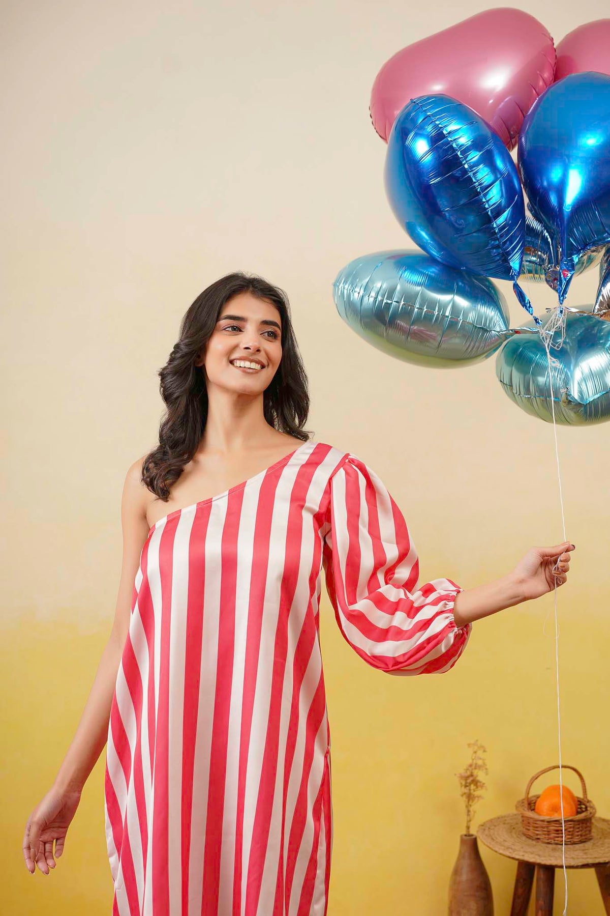One Shoulder Striped Dress