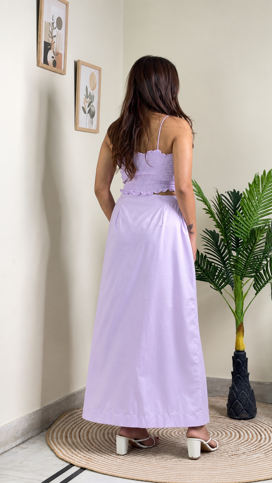 Lavender Rosette Crop Top & Skirt Co-ord Set