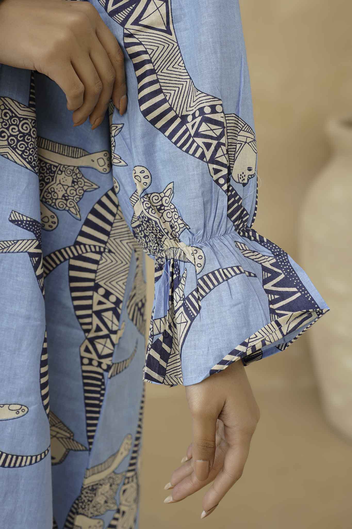 Sphynx Cat Print Cotton Vintage Shirt Dress