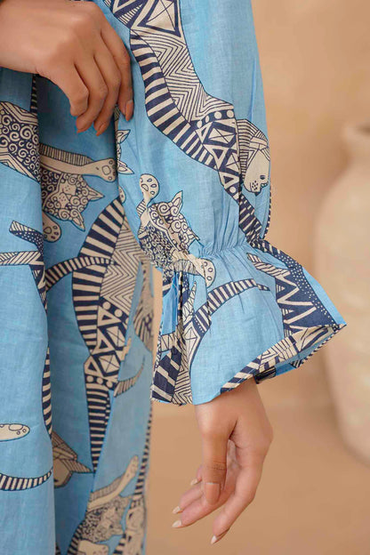 Sphynx Cat Print Cotton Vintage Shirt Dress
