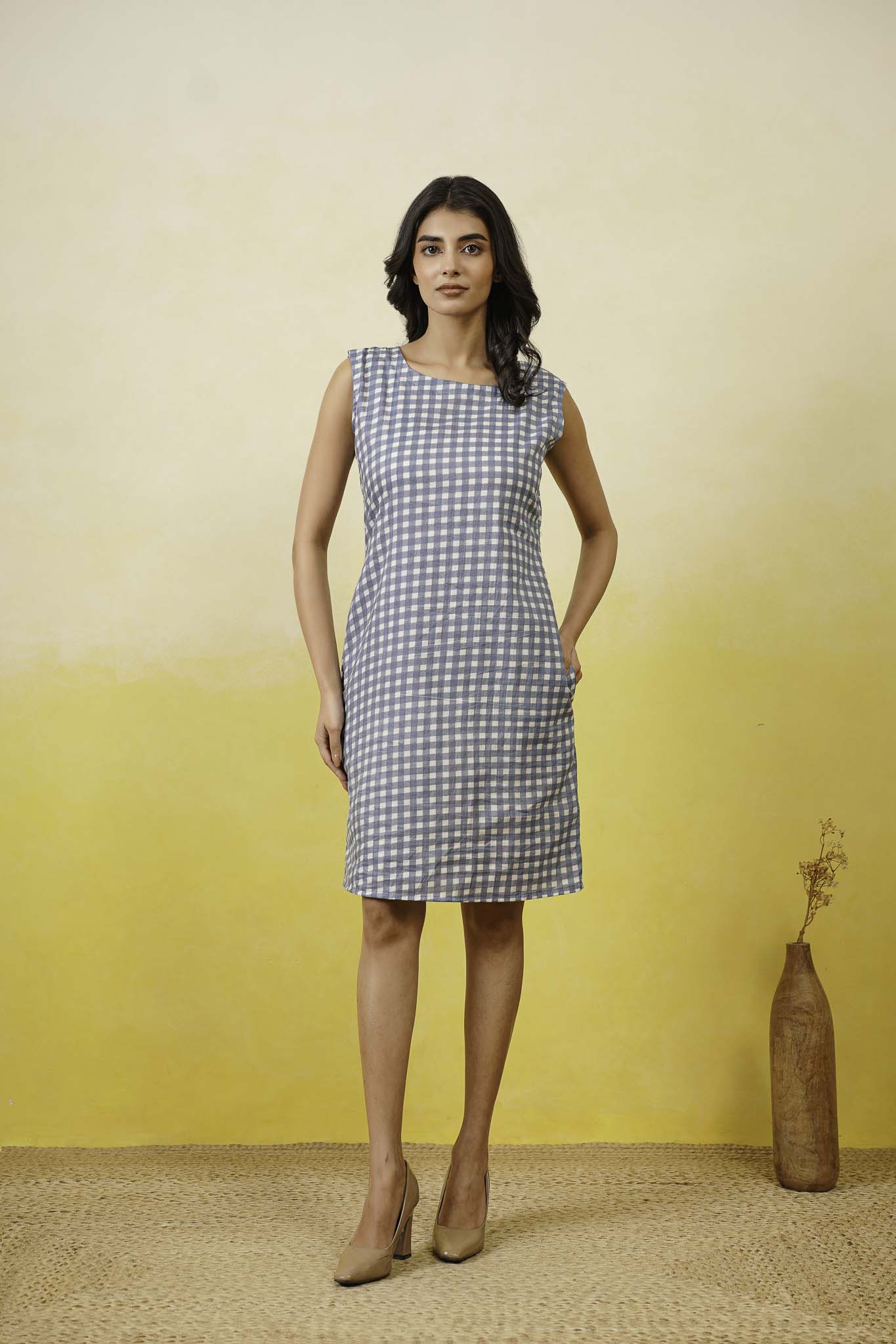 Blue Gingam Short Dress