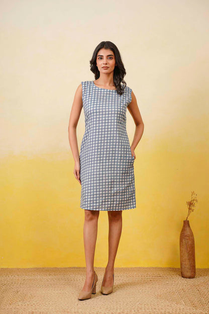 Blue Gingam Short Dress