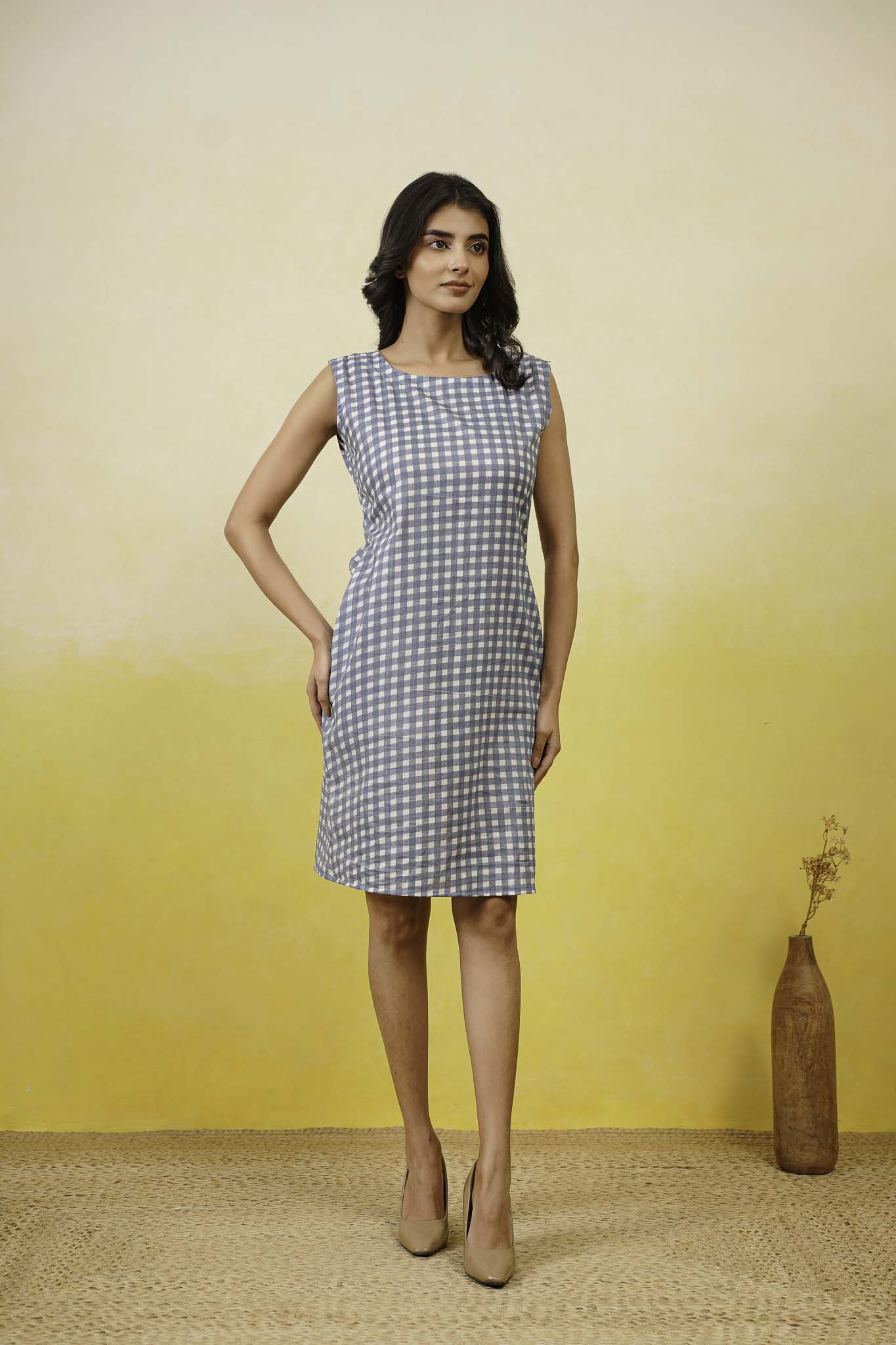 Blue Gingam Short Dress