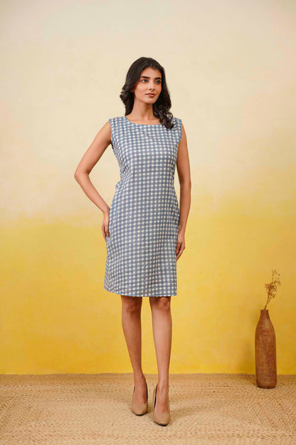 Blue Gingam Short Dress
