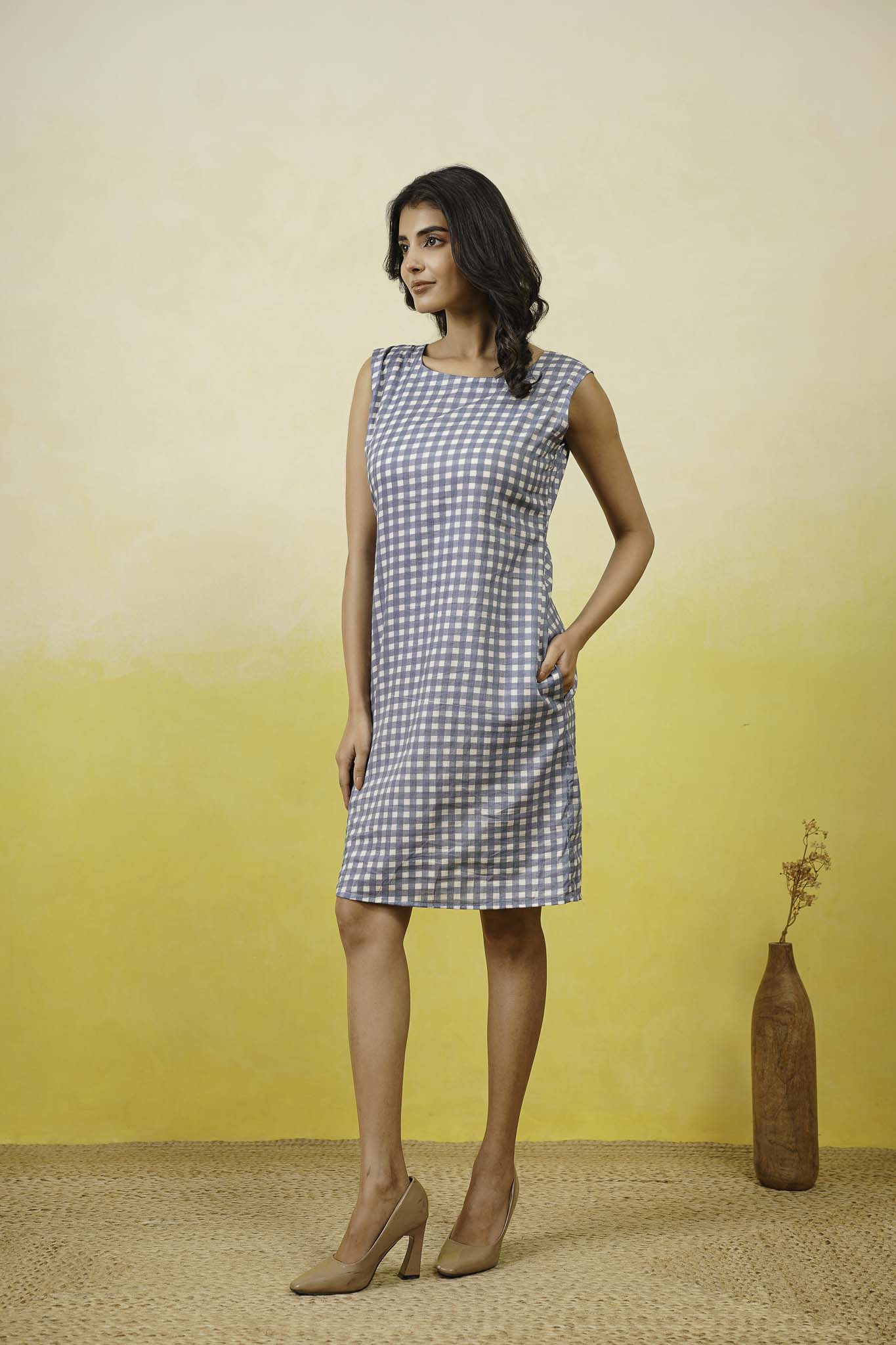 Blue Gingam Short Dress