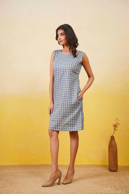 Blue Gingam Short Dress