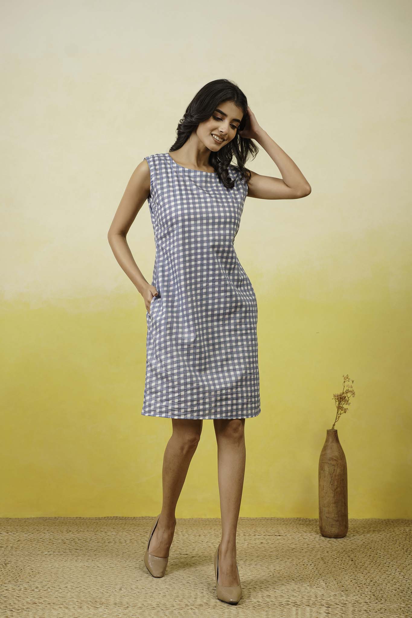 Blue Gingam Short Dress