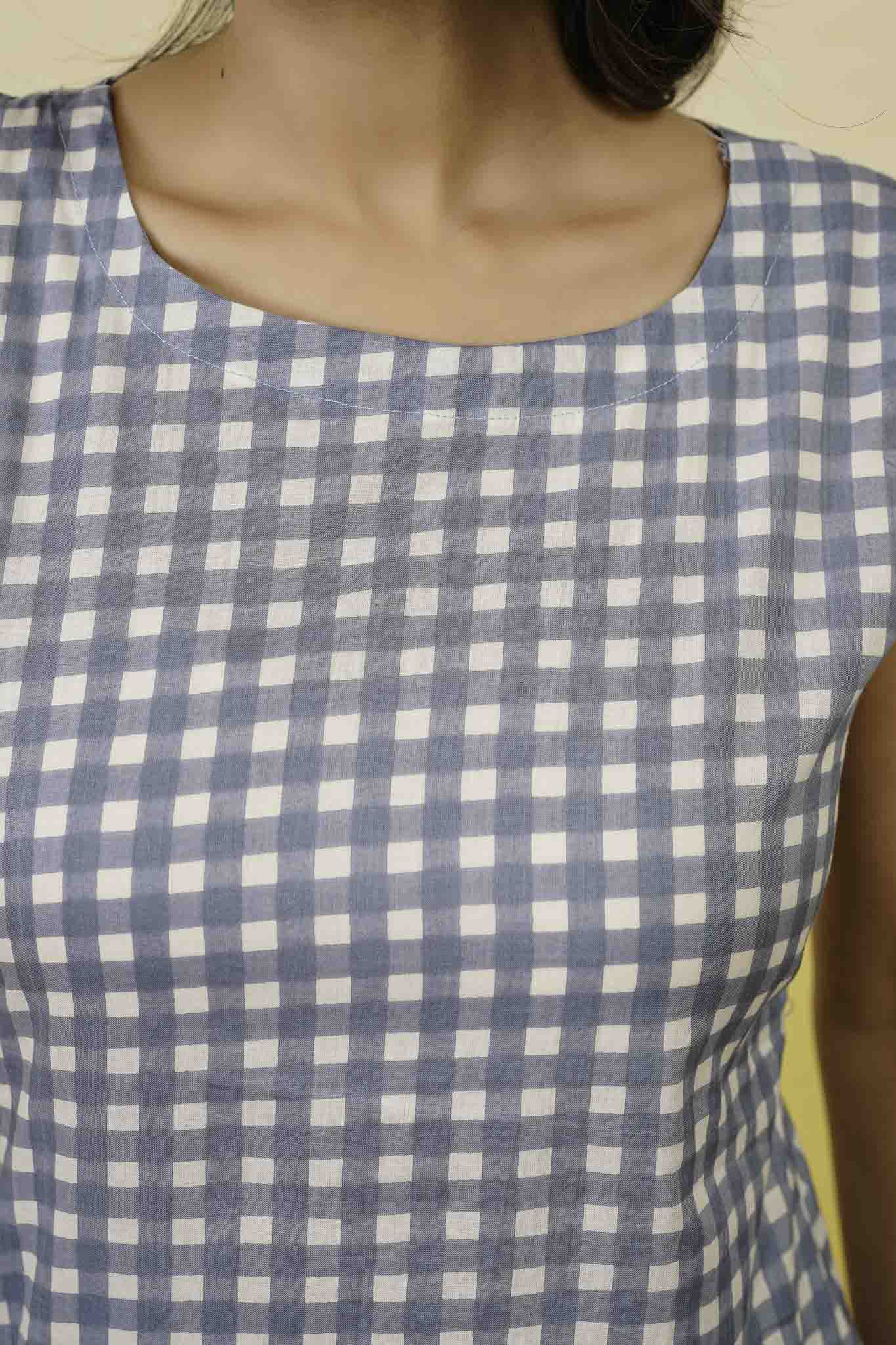 Blue Gingam Short Dress