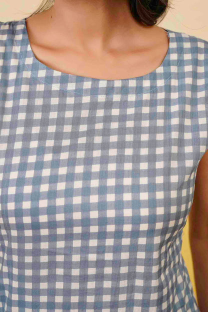 Blue Gingam Short Dress