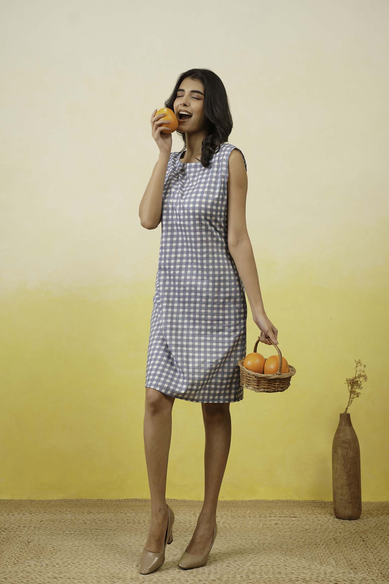 Blue Gingam Short Dress