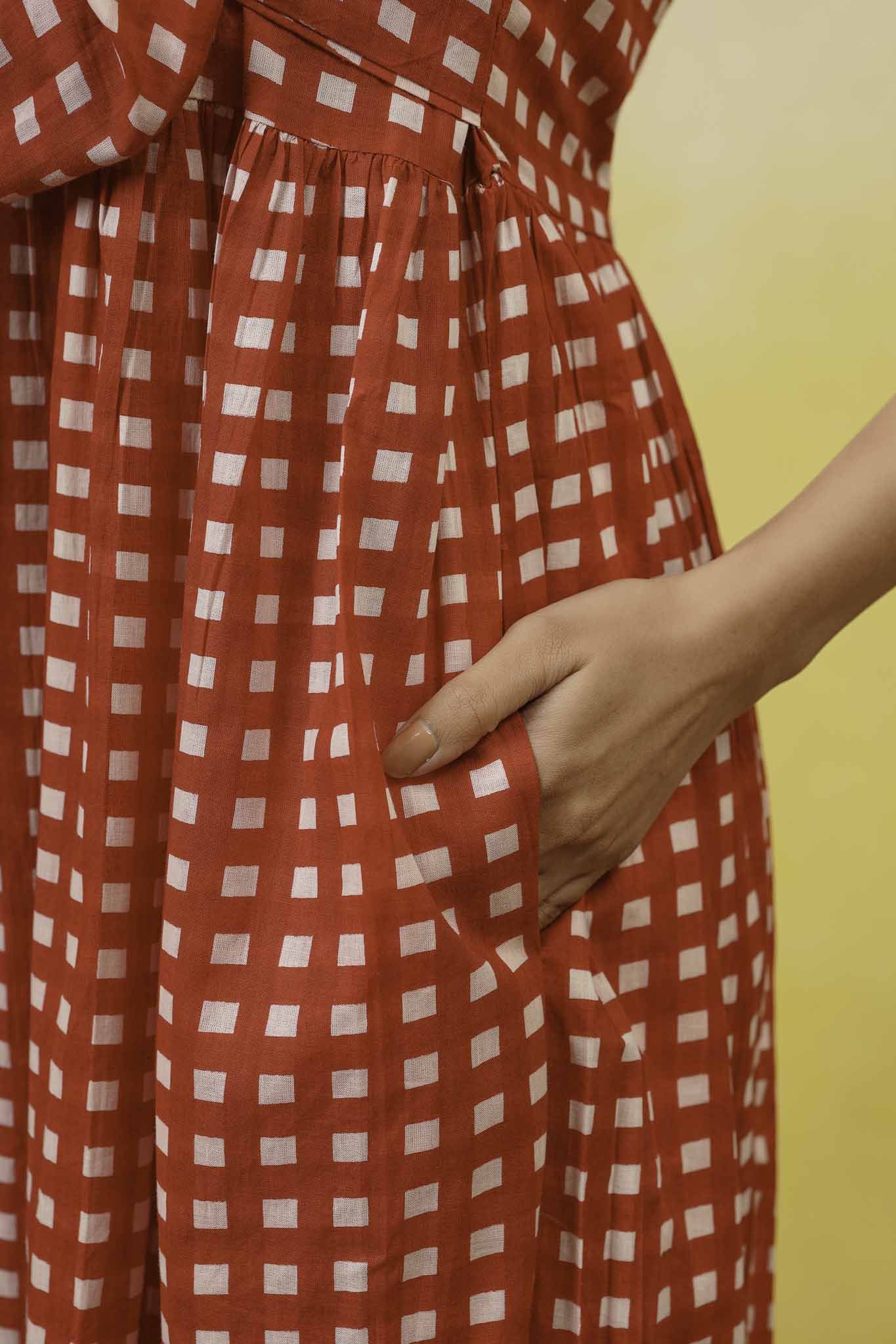 Red Gingham Off Shoulder Long Dress