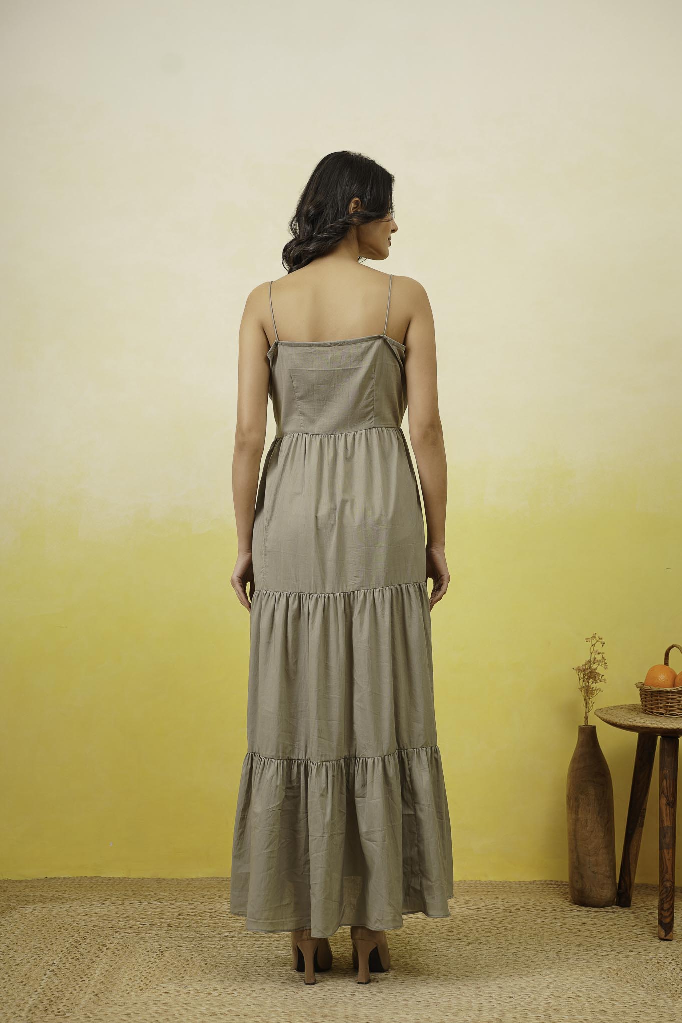 Grey Cotton Long Dress