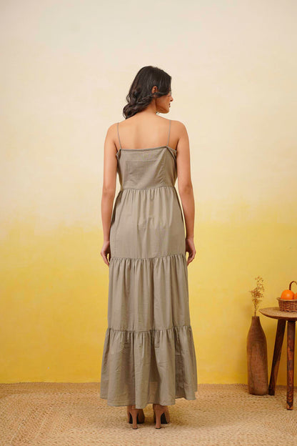 Grey Cotton Long Dress
