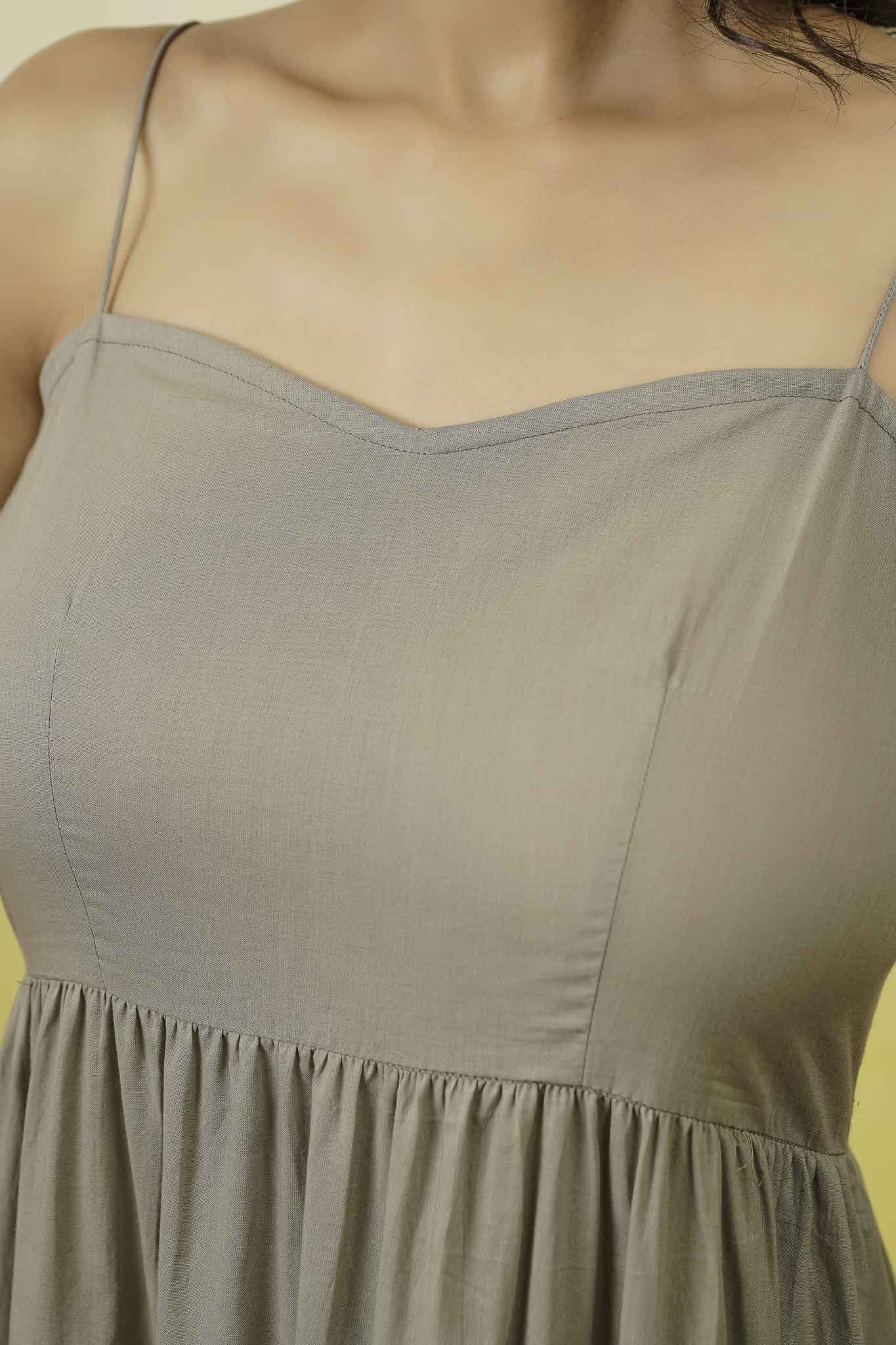 Grey Cotton Long Dress