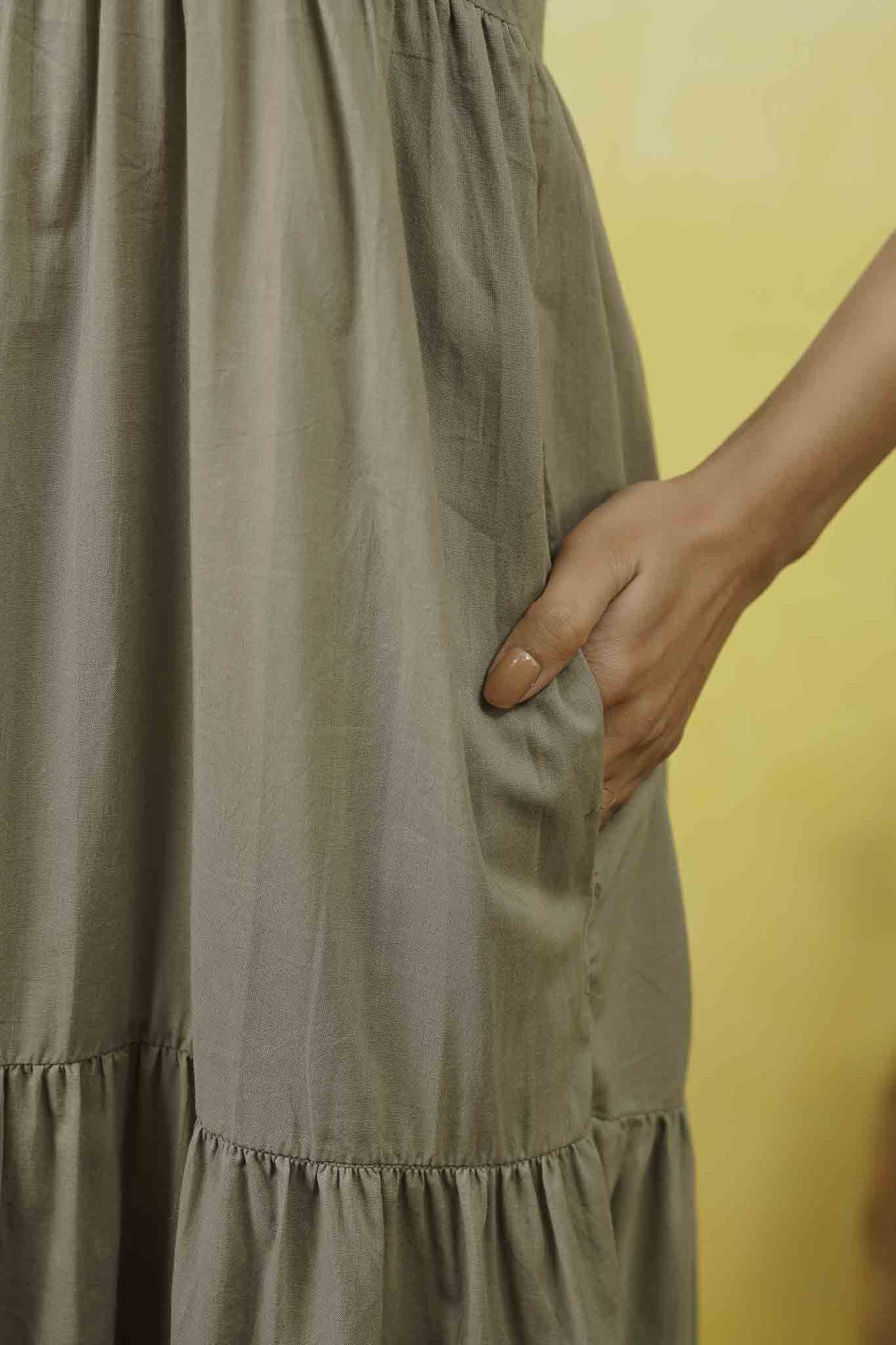 Grey Cotton Long Dress