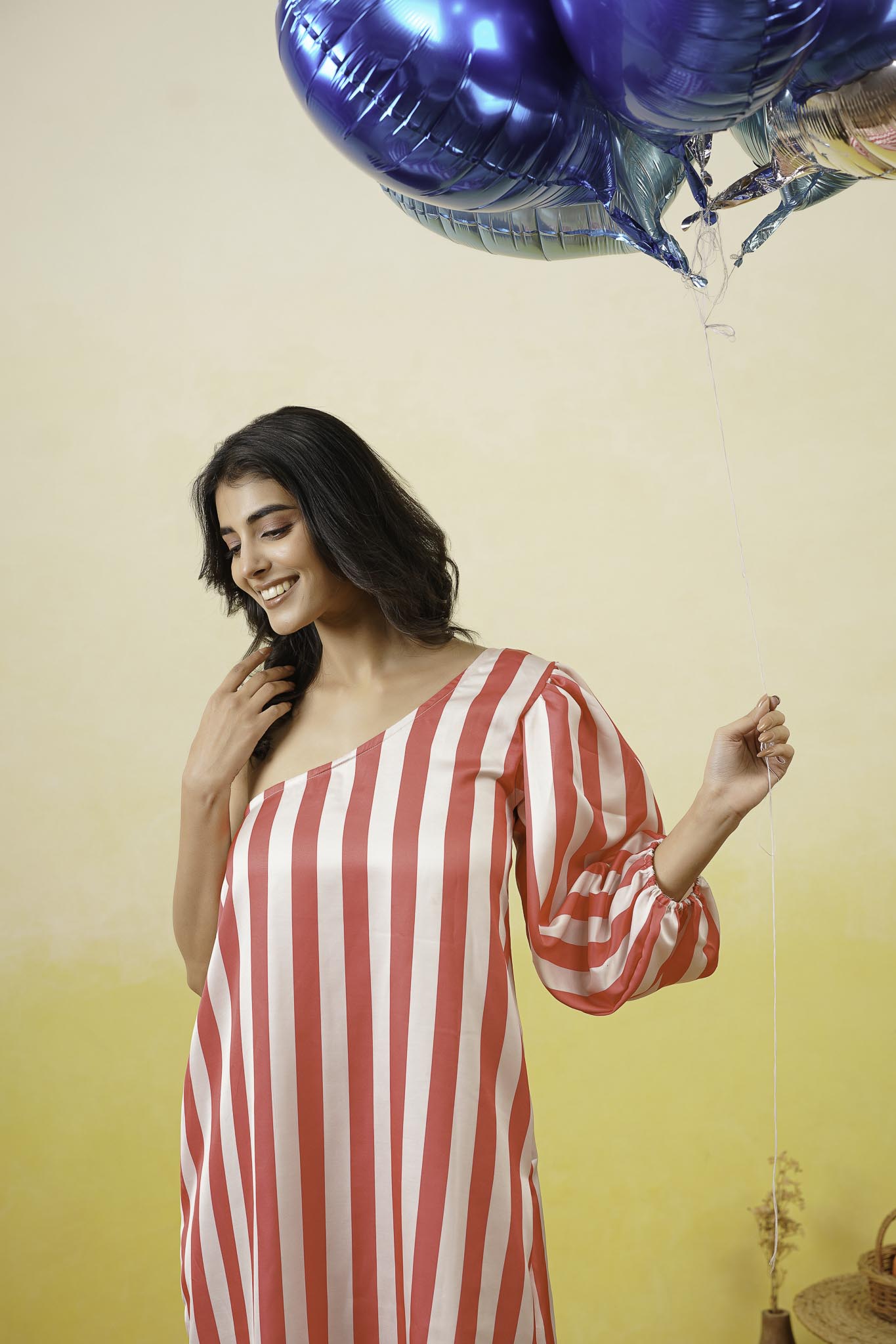 One Shoulder Striped Dress