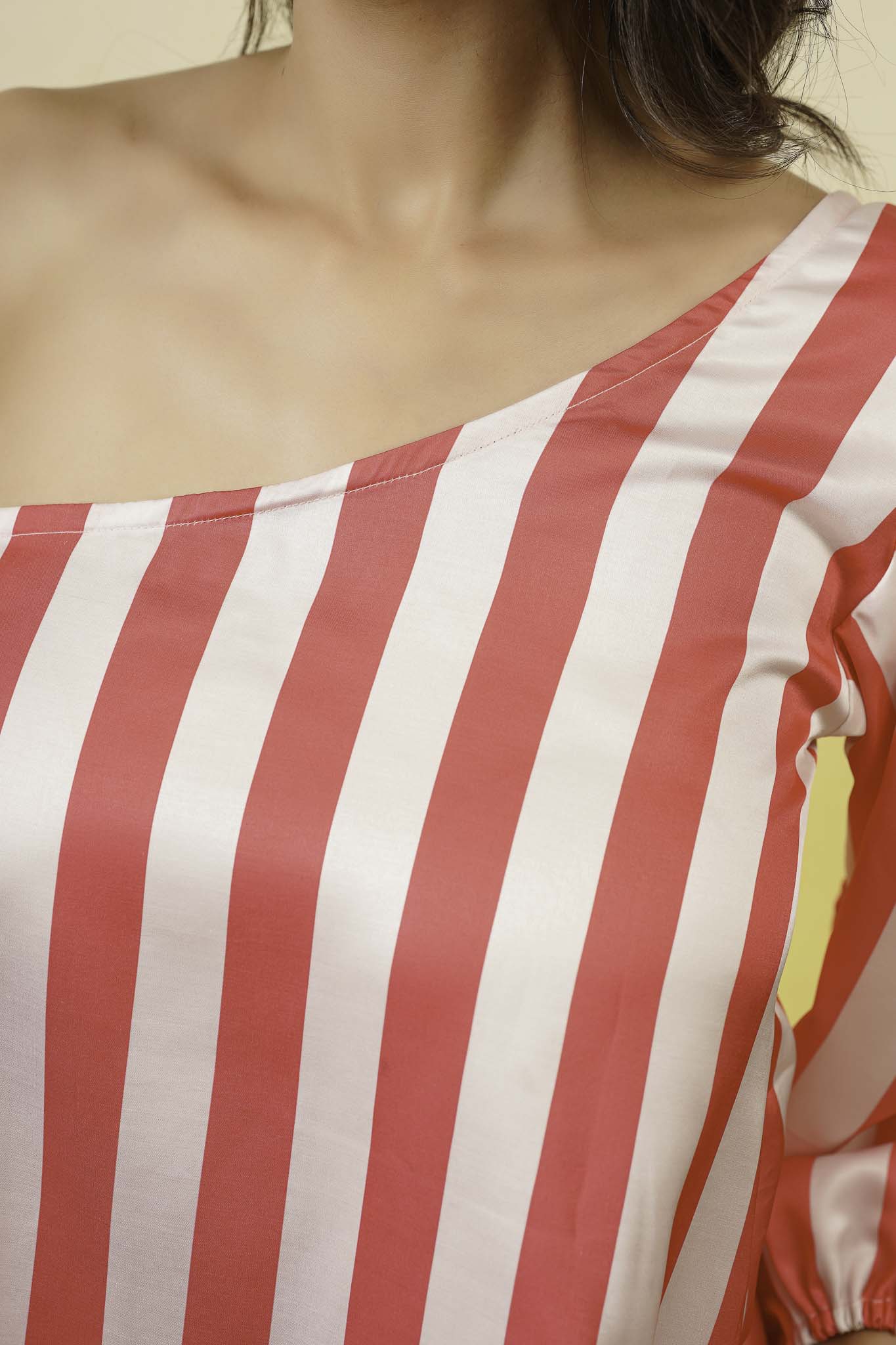 One Shoulder Striped Dress