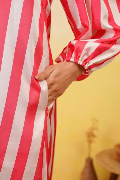 One Shoulder Striped Dress