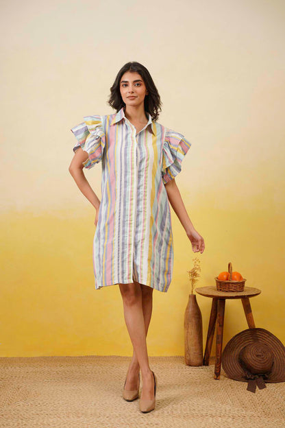 Multistripe Shirt Dress