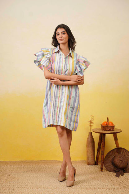 Multistripe Shirt Dress