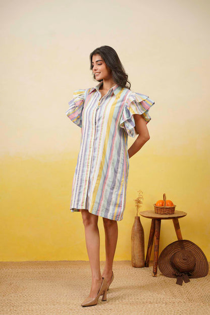 Multistripe Shirt Dress