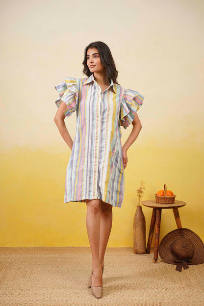Multistripe Shirt Dress