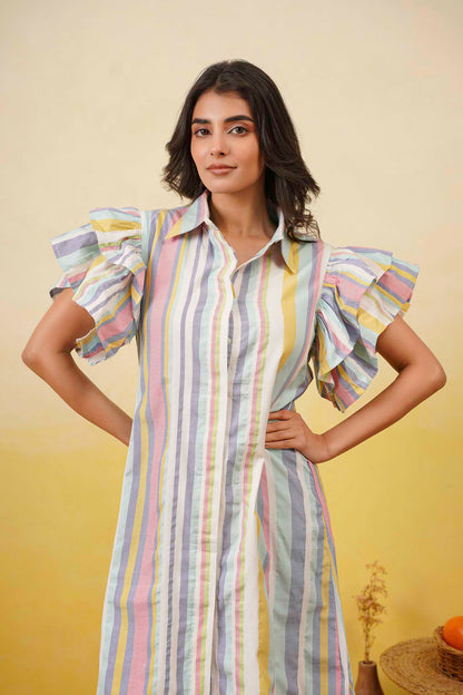 Multistripe Shirt Dress