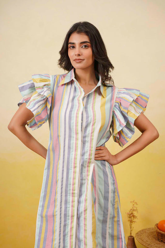 Multistripe Shirt Dress