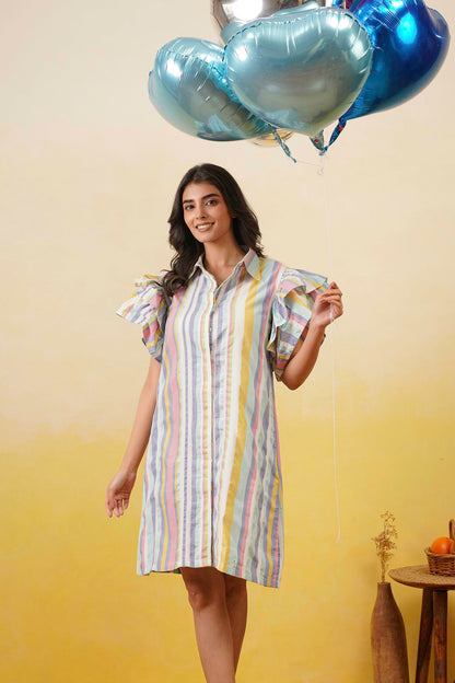 Multistripe Shirt Dress