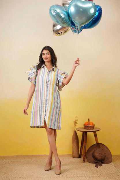 Multistripe Shirt Dress