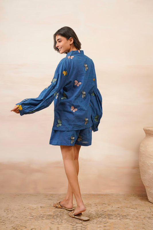 Blue Butterfly Short Dress
