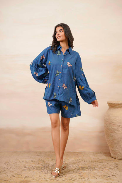 Blue Butterfly Short Dress