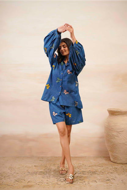 Blue Butterfly Short Dress