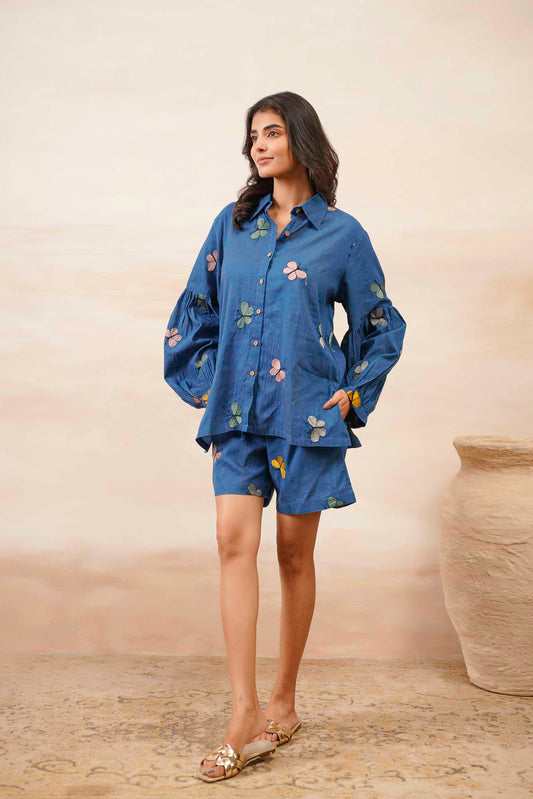 Blue Butterfly Short Dress