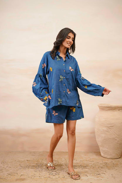 Blue Butterfly Short Dress