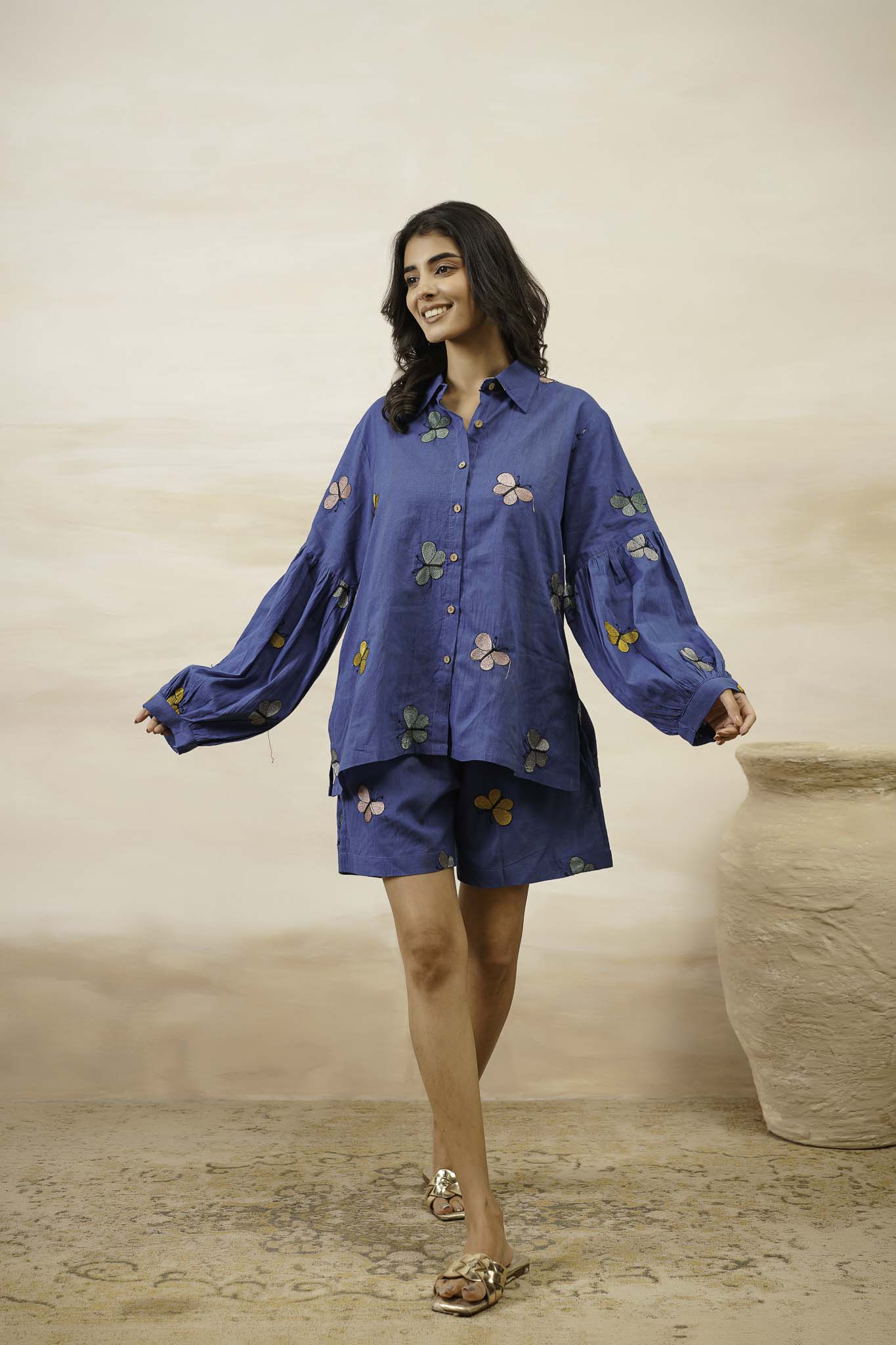Blue Butterfly Short Dress