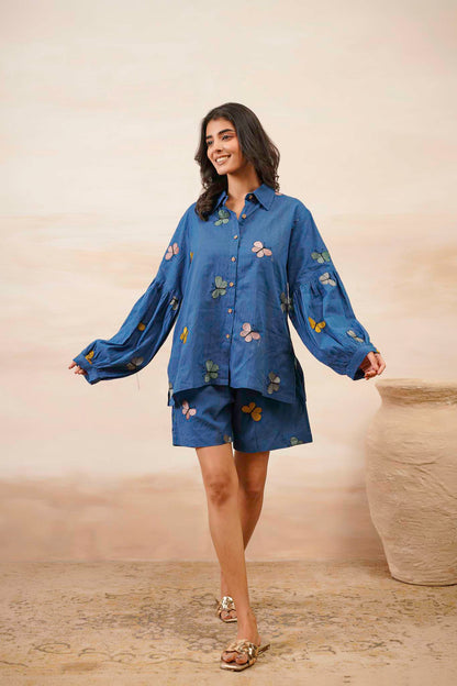 Blue Butterfly Short Dress