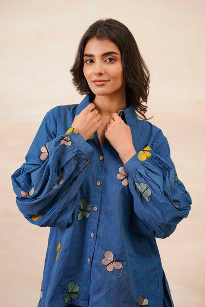Blue Butterfly Short Dress