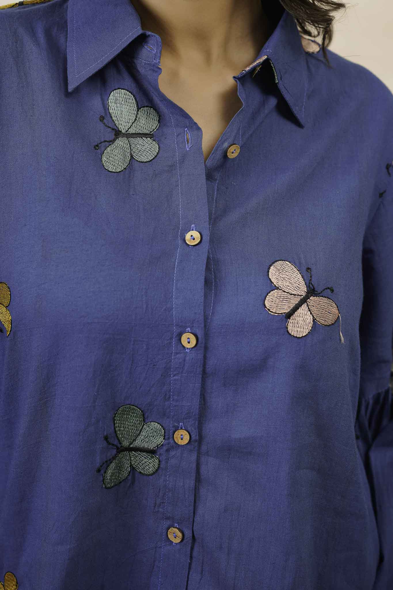 Blue Butterfly Short Dress